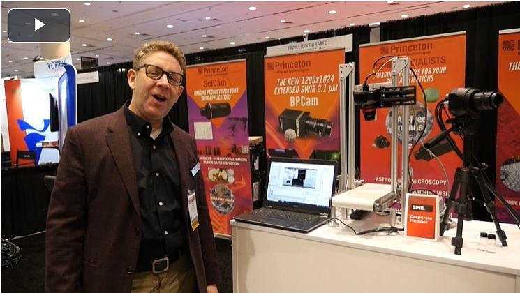 Martin Ettenberg, President of Princeton Infrared Technologies, demonstrates real-world imaging applications for SWIR cameras one Day One of Photonics West 2023.